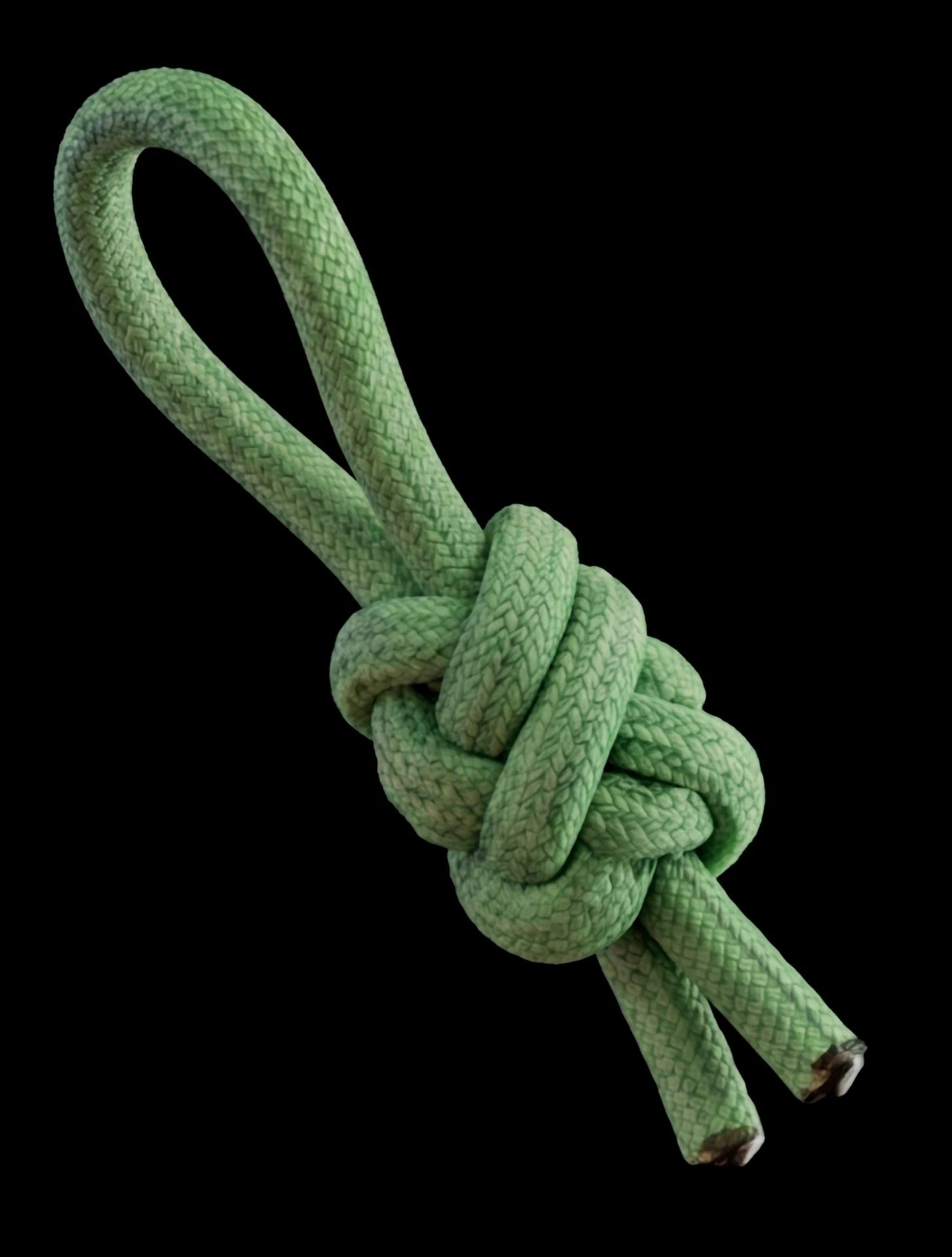 Nodo in corda verde su fondo nero